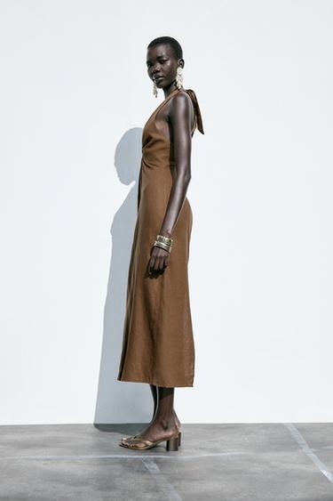 ROBE MIDI BOUCLE AVEC LIN - Toffee de Zara - Image 3