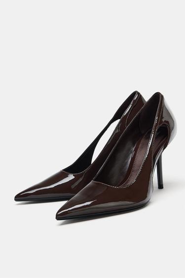 HIGH-HEEL SHOES WITH SIDE CUT-OUTS - Chocolate Brown by Zara - Image 3