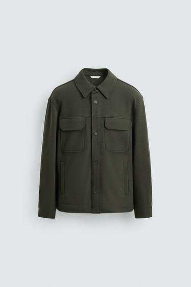 COMFORT TEXTURED OVERSHIRT - Dark green by Zara