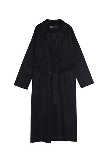FAUX SUEDE TRENCH COAT