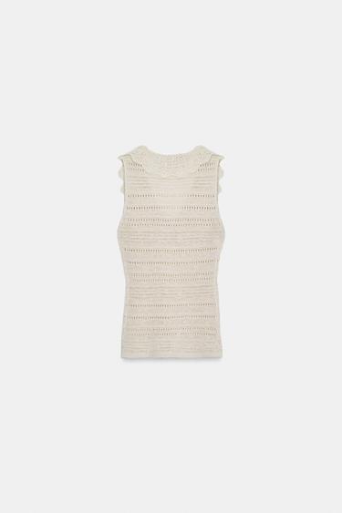 POINTELLE KNIT TOP WITH RUFFLES - Ecru by Zara - Image 8
