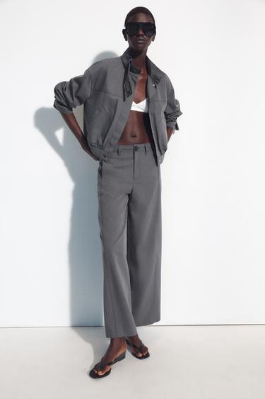PANTALÓN COSTURAS FRONTALES - Gris de Zara