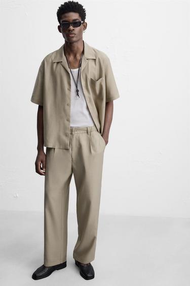LYOCELL BLEND TROUSERS - Olive green by Zara