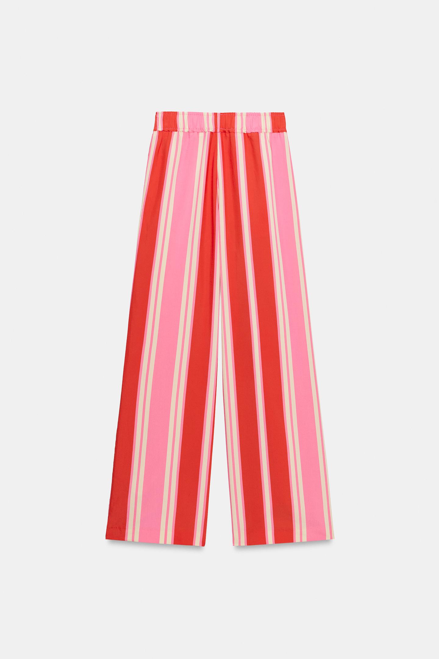 Брюки Zara Striped Wide Leg, цвет: Разноцветный — фото 9