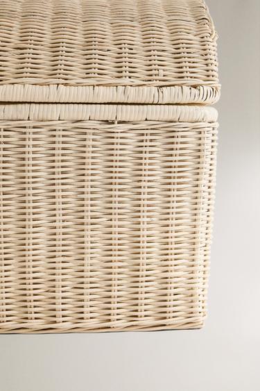 KIDS’ RATTAN HAMPER WITH LID - Oyster-white by Zara - Image 4