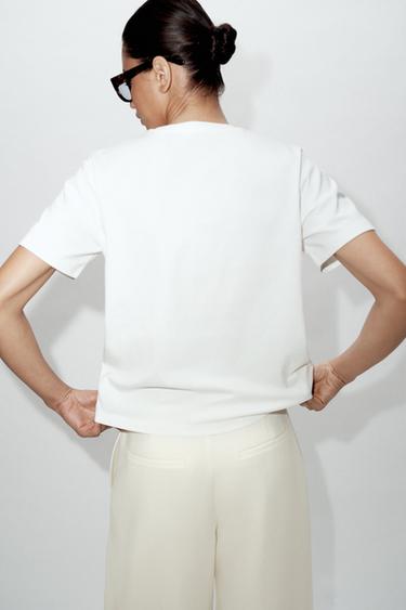 3D FLORAL T-SHIRT - White by Zara - Image 3