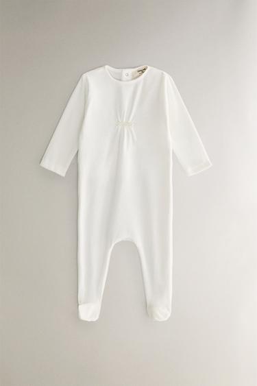 BABY-STRAMPLER AUS VELOURS - Cremefarben von Zara - Bild 0
