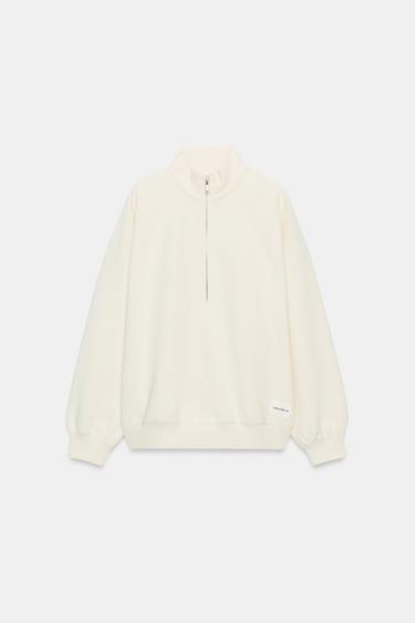 OVERSIZE ZIP-UP SWEATSHIRT - Oyster-white by Zara