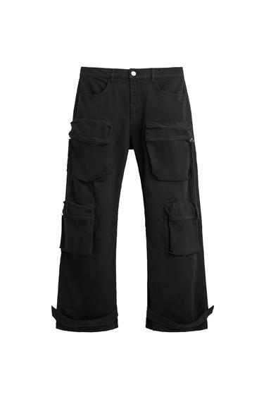 CARGO POCKET DENIM TROUSERS