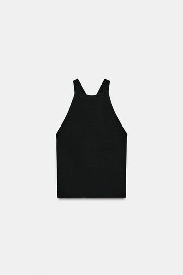 KNIT HALTER TOP - Black by Zara