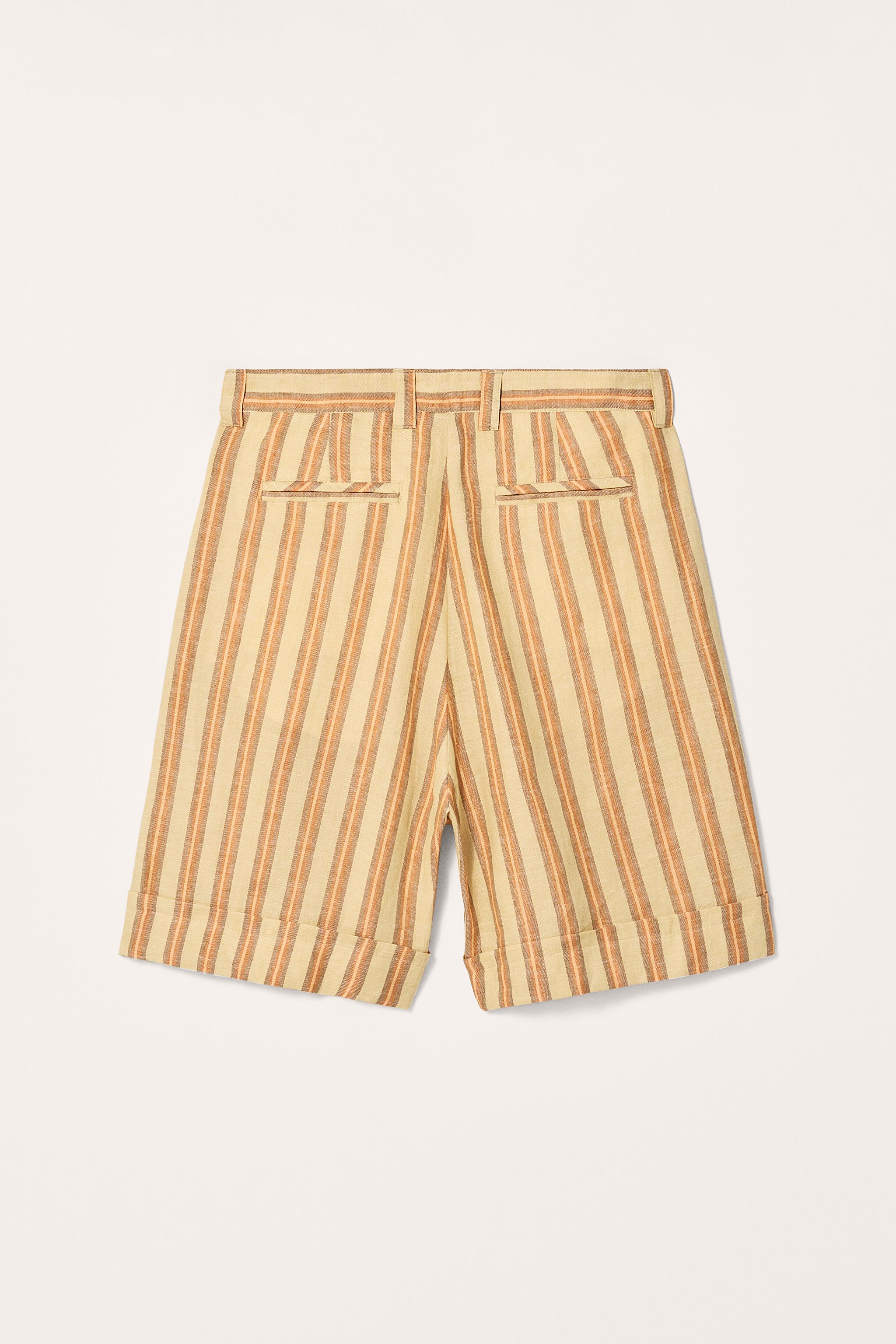 ショートパンツ NUDE Linen bermuda shorts METALLIC HOPSACK BERMUDA SHORTS - LIGHT BEIGE | COS
