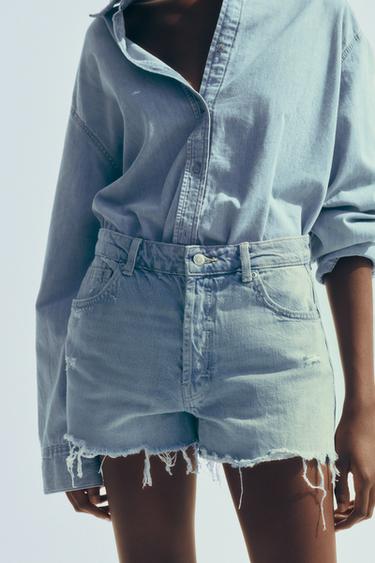 SHORT EN JEAN TRF COURT BAGGY TAILLE BASSE - Bleu clair de Zara - Image 2