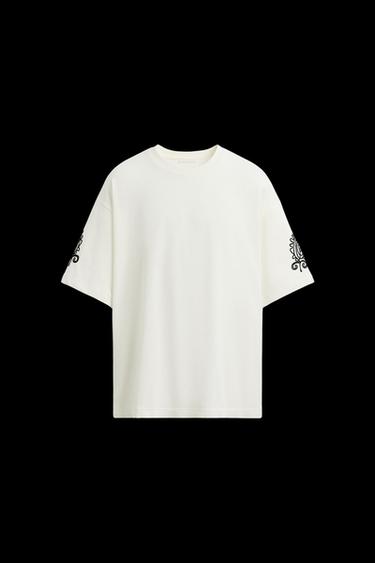 Zara CONTRAST EMBROIDERY SHIRT - Oyster-white - Image 0