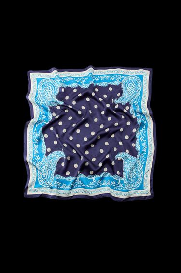 Zara POLKA DOT PRINT SCARF - Bluish - Image 0