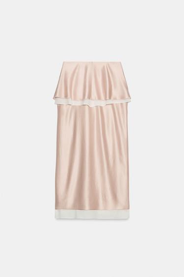 JUPE FLUIDE SATINÉE ZW COLLECTION - rose poudré de Zara - Image 5