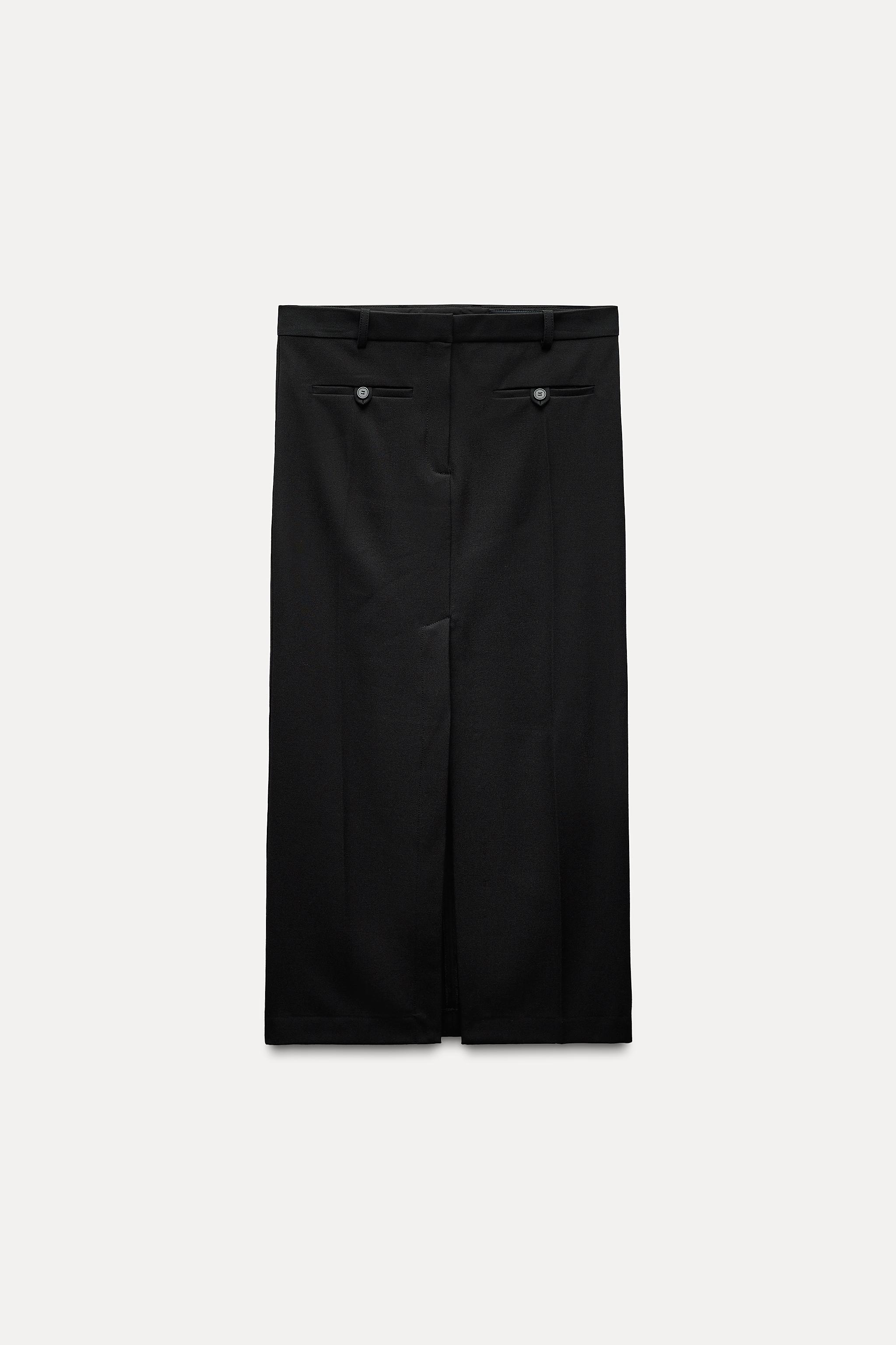 Black knee length skirt zara hotsell