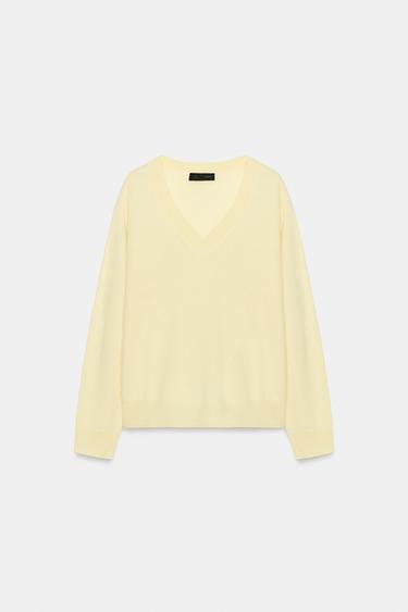 JERSEY CON LANA ESCOTE PICO - Amarillo claro de Zara - Imagen 0