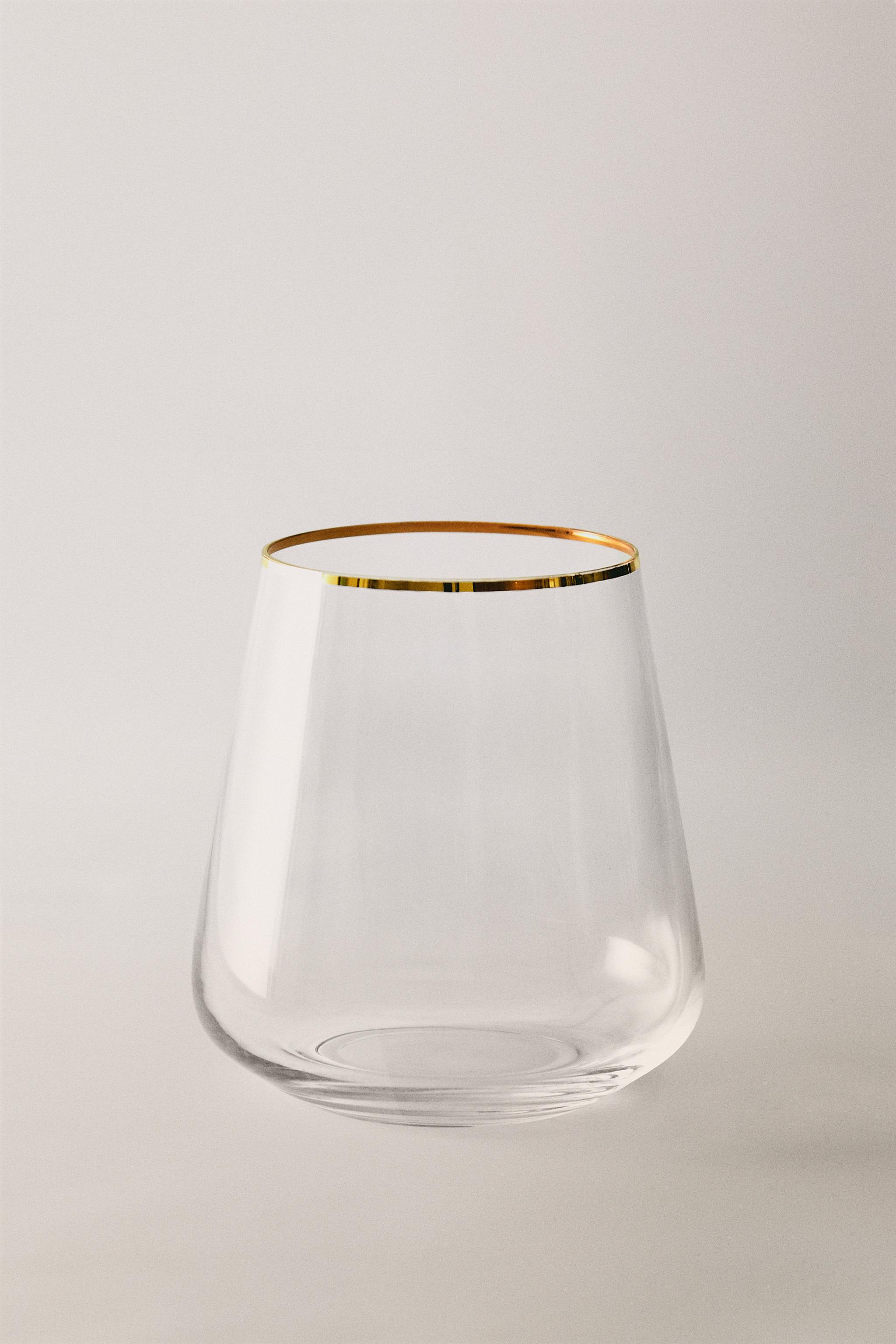 BOHEMIA CRYSTAL TUMBLER WITH A GOLDEN RIM — Gold