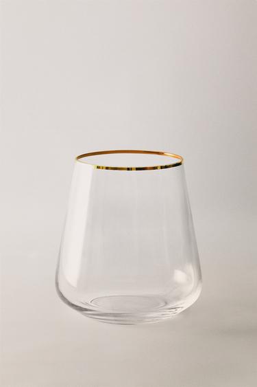 BOHEMIA CRYSTAL TUMBLER WITH GOLD RIM - Gold by Zara
