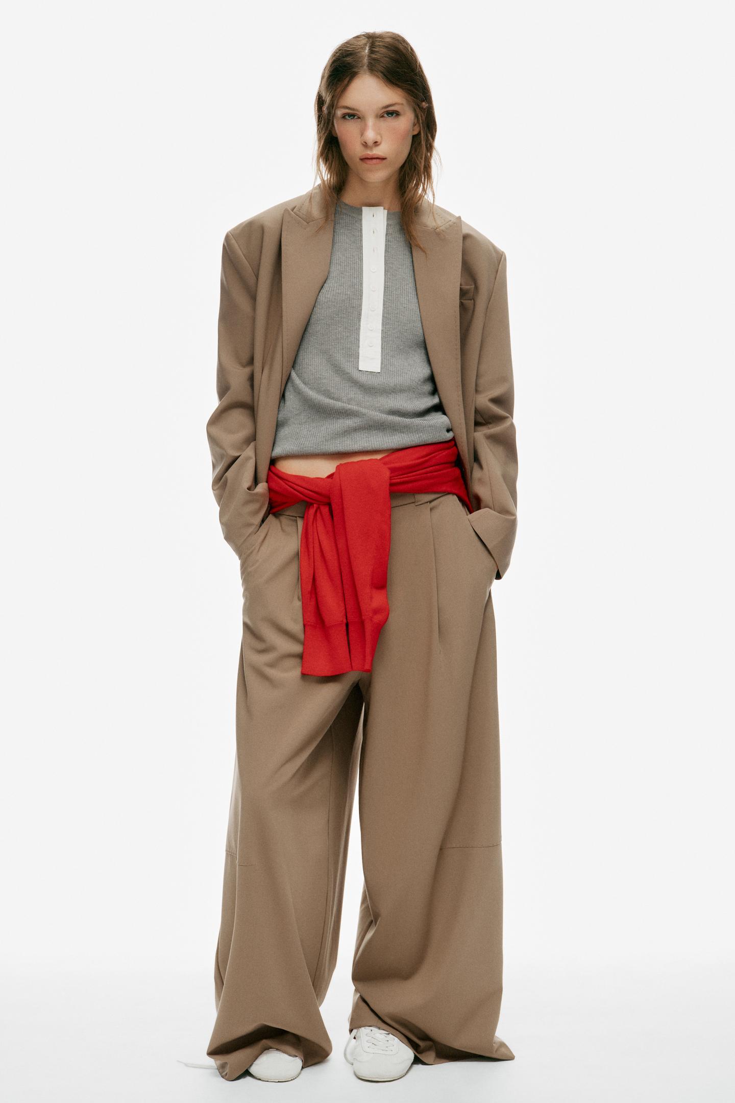 Женский свитер Zara Wool-Blend Button Jumper, цвет: Серый меланжевый — фото 1