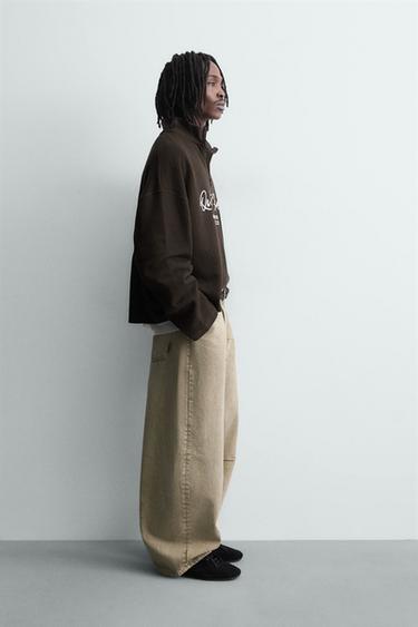 SWEAT IMPRIMÉ COL ZIPPÉ - Marron chocolat de Zara - Image 3