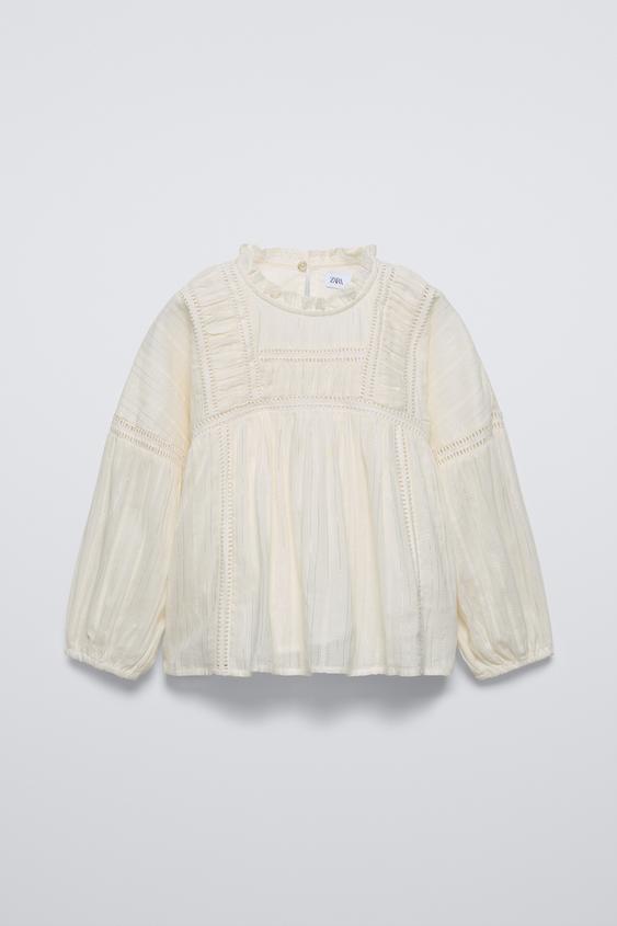 SPARKLY ROMANTIC SHIRT Ecru ZARA United States