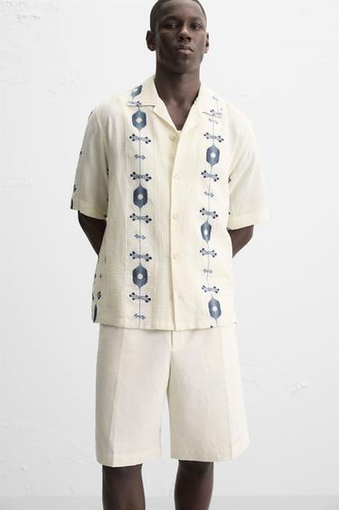 CHEMISE JACQUARD CONTRASTE - Indigo de Zara - Image 6