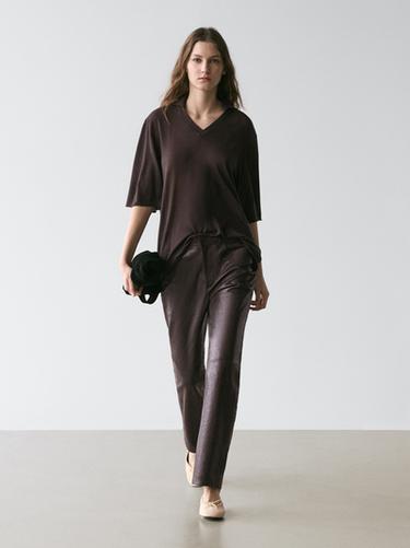 Zara Oversize silk and wool blend knit sweater - Brown