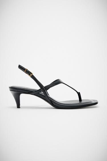 LEATHER STRAPPY SANDALS - Black by Zara