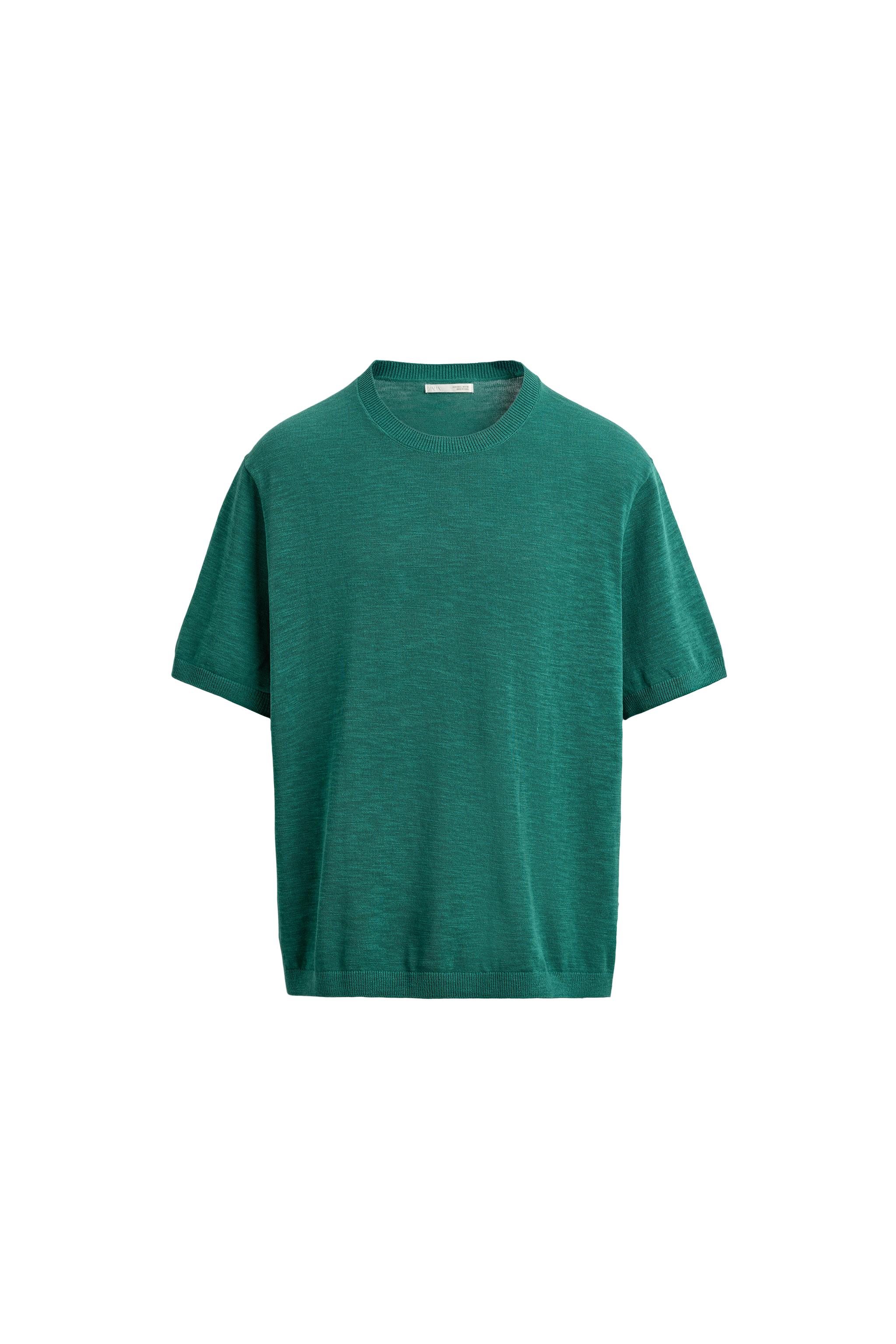 KNITTED REGULAR FIT T-SHIRT - Navy blue | ZARA United States