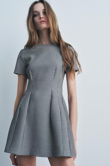 ZW COLLECTION HOUNDSTOOTH MINI DRESS - Black / White by Zara