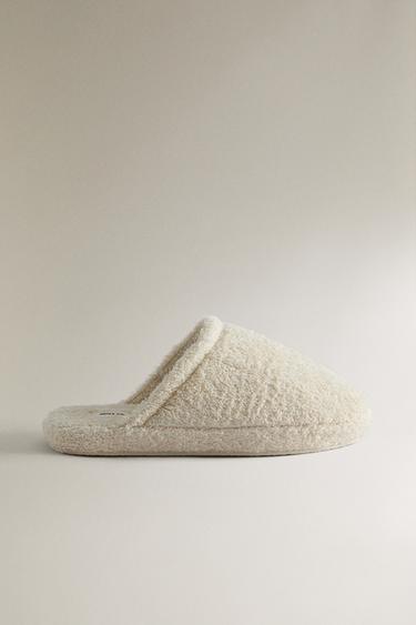 Zara TERRY FLATFORM SLIPPERS - Beige - Image 0