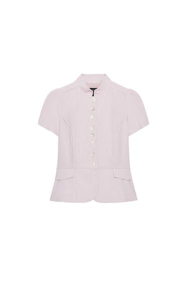 TOP MËNGË TË SHKURTRA ME KOPSA - Rozë pastel nga Zara