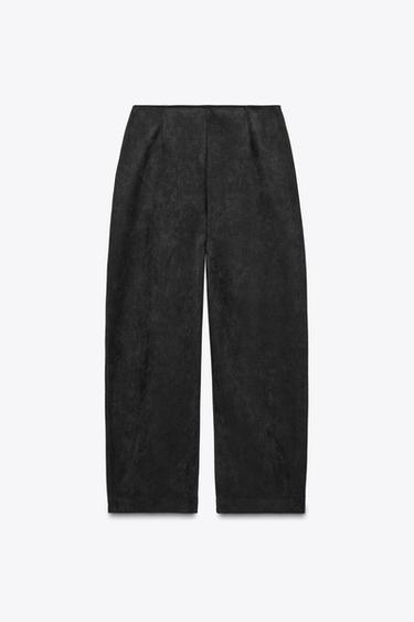 PANTALON EFFET DAIM - Noir de Zara - Image 4