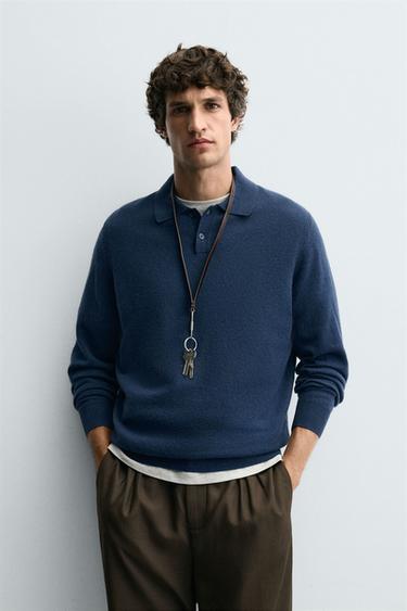 POLO PUNTO LANA - CASHMERE - Azul medio de Zara