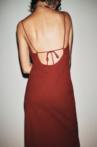 RAMIE STRAPPY MIDI DRESS - Wine de Zara - Image 3