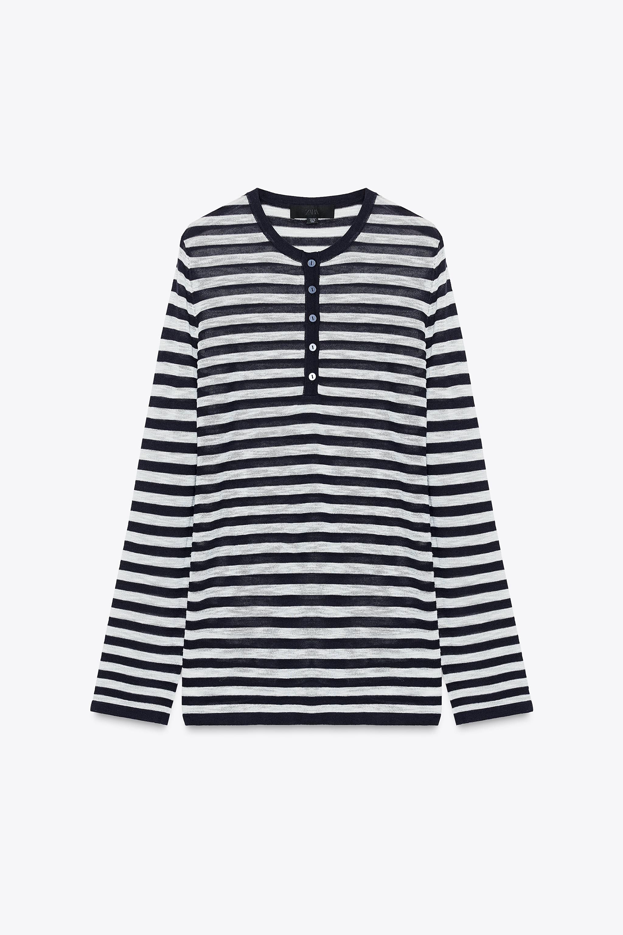 STRIPED BUTTON SWEATER