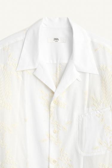 EMBROIDERED RELAXED FIT SHIRT - Ecru by Zara - Image 6