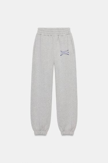 Zara SHIMMER JOGGER PANTS - Gray marl