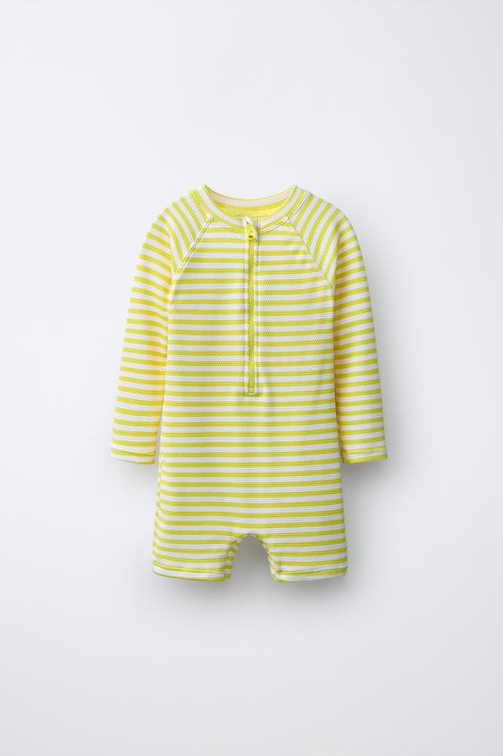 1-6 ANS/ COMBINAISON DE BAIN TEXTURÉE À RAYURES - Citron vert clair de Zara - Image 0