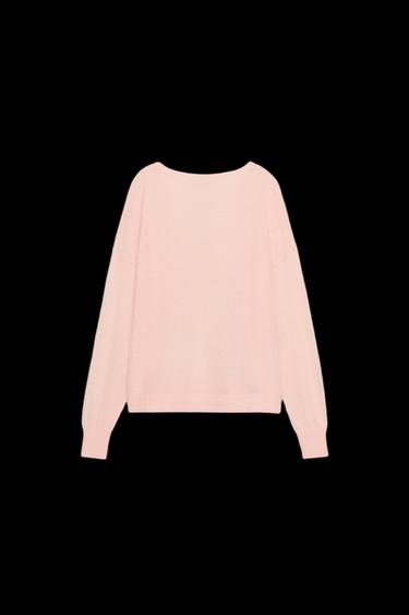 FINE KNIT V-NECK JUMPER - Pastel pink by Zara