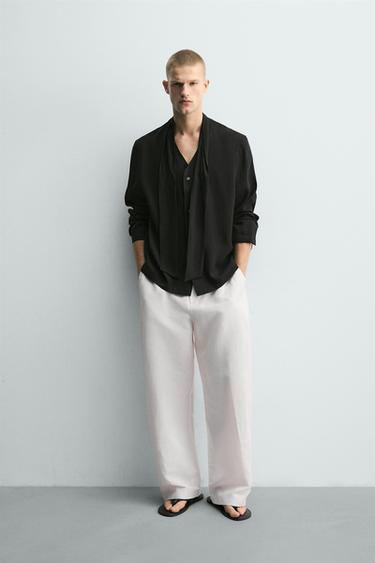 CAMISA FLUIDA LAZO - Negro de Zara - Imagen 0