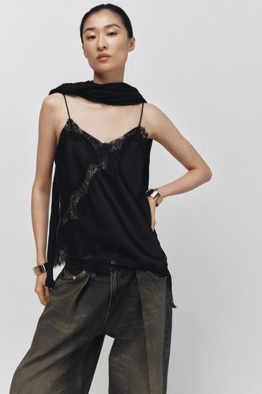 TOP LENCERO ENCAJE ZW COLLECTION - Negro de Zara