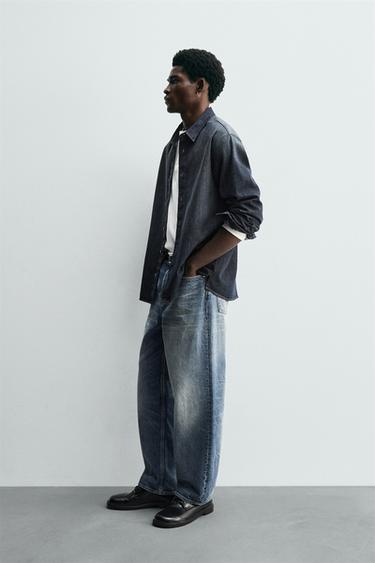 WASHED DENIM SHIRT - Blue by Zara - Image 3