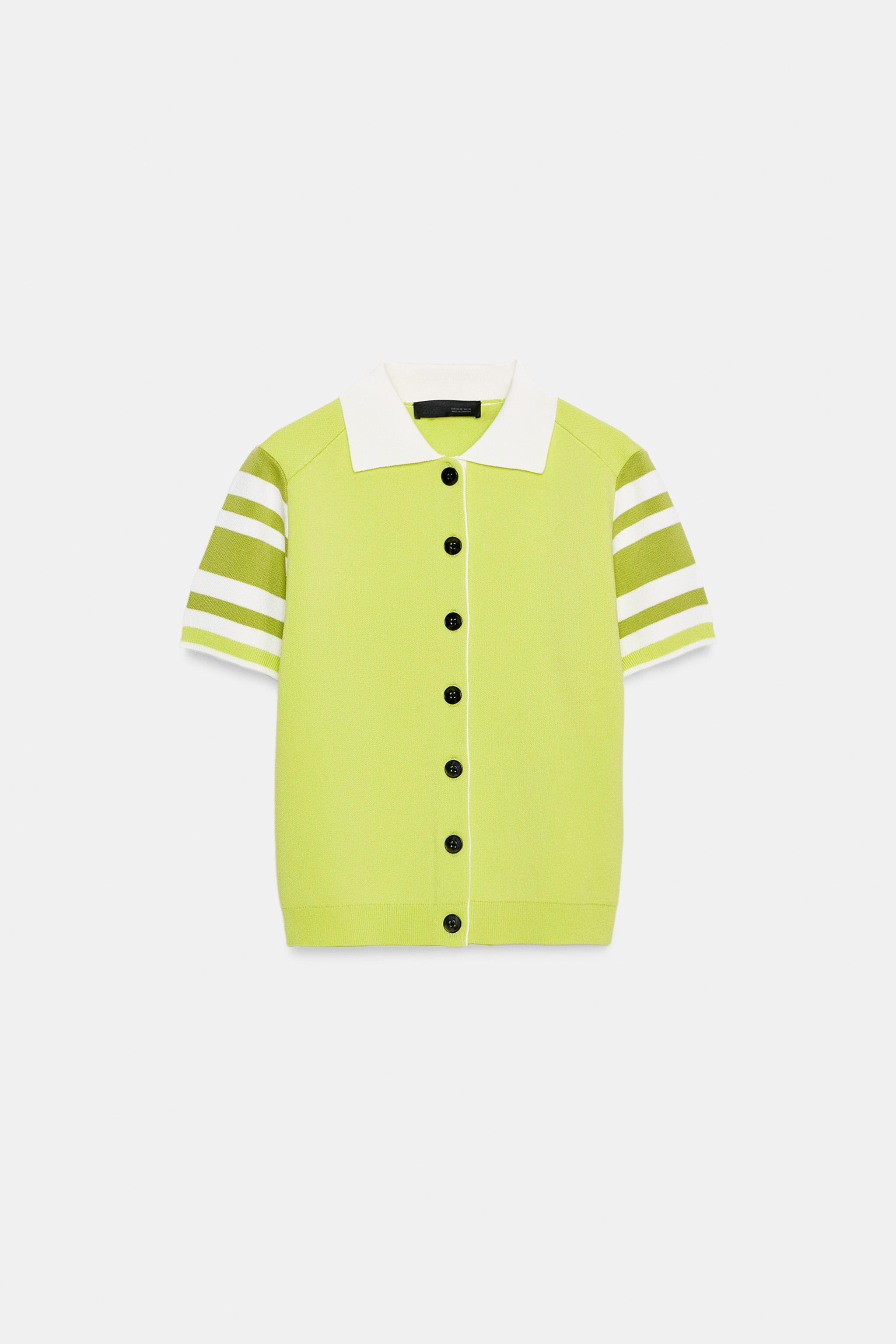 STRIPED KNIT POLO JACKET