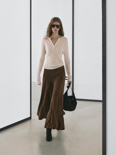 Zara Cutwork wool blend henley sweater - Ecru - Image 0