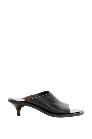 LEATHER MULE SANDALS - Black by Zara