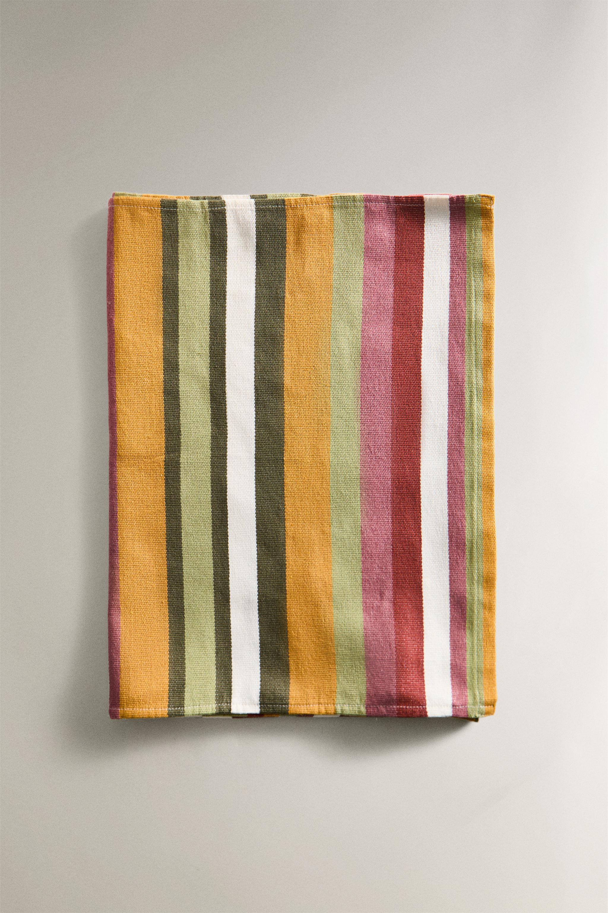COTTON TABLE RUNNER WITH MULTICOLORED STRIPES