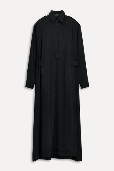فستان قميصي بحزام 50TH ANNIVERSARY - أسود الخاص بـ Zara