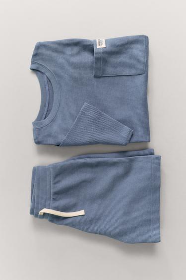 1 1/2-6 JAHRE/ WAFFEL-SCHLAFANZUG MIT ETIKETT - Blau von Zara